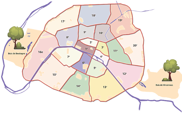 Onde se hospedar em Paris - mapa arrondissements