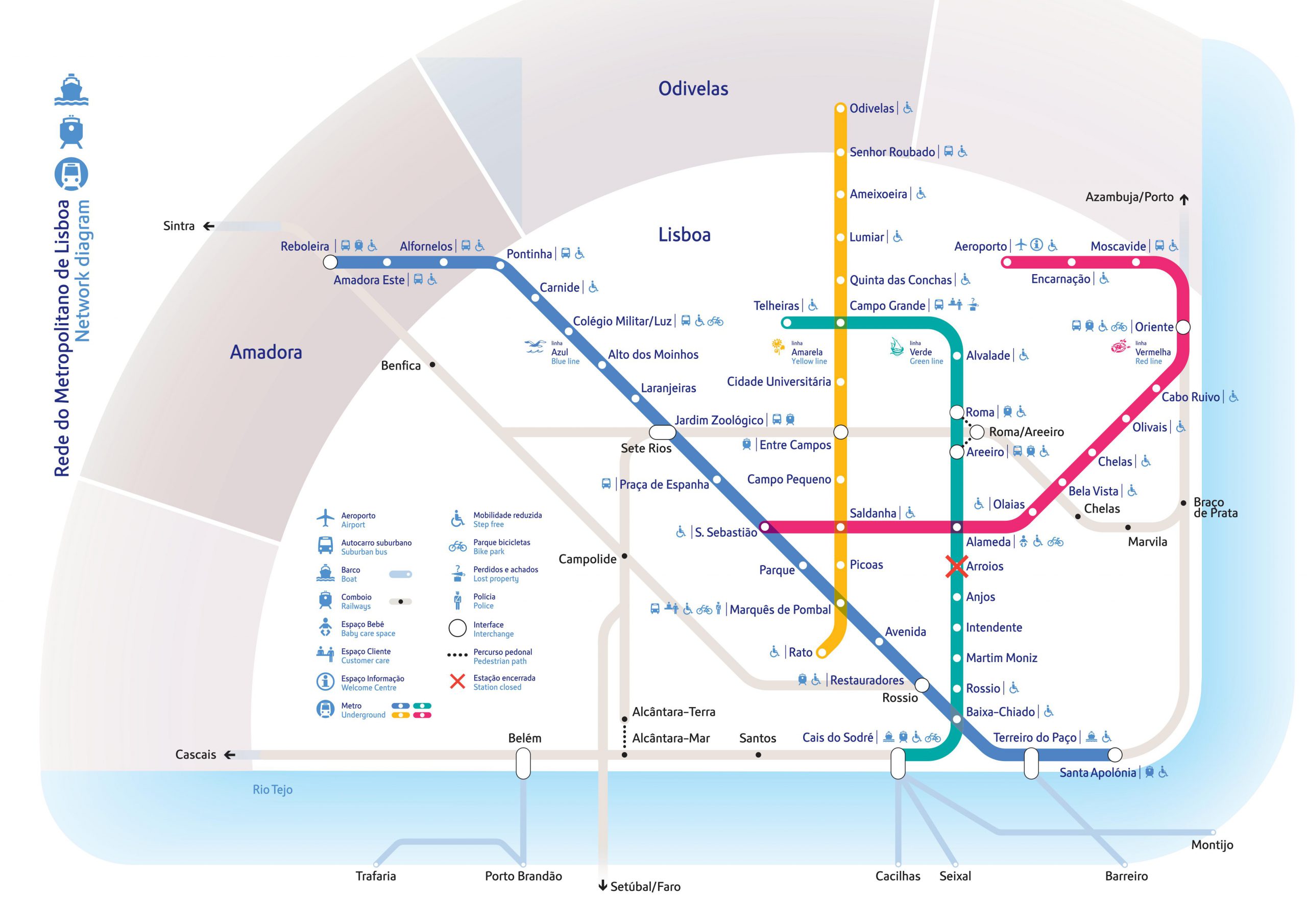 Mapa metrô Lisboa