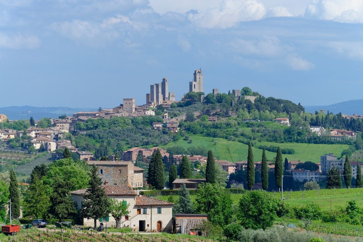 Foto panorâmica de San Gimignano, na Itália