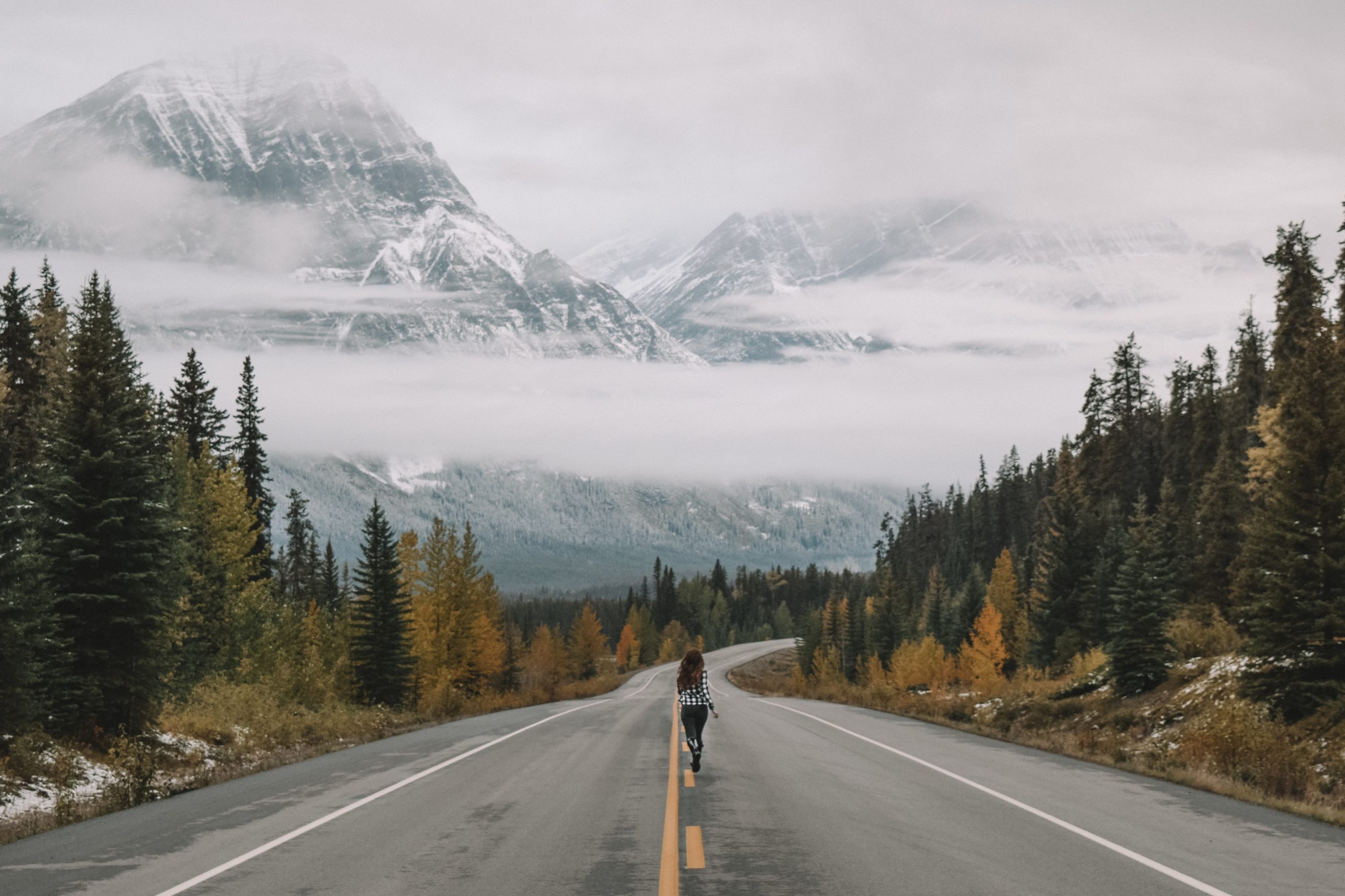 Uma das incríveis estradas no Parque Nacional de Banff