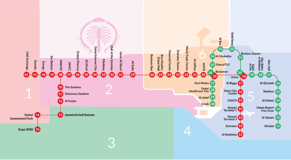 Mapa do metrô de Dubai