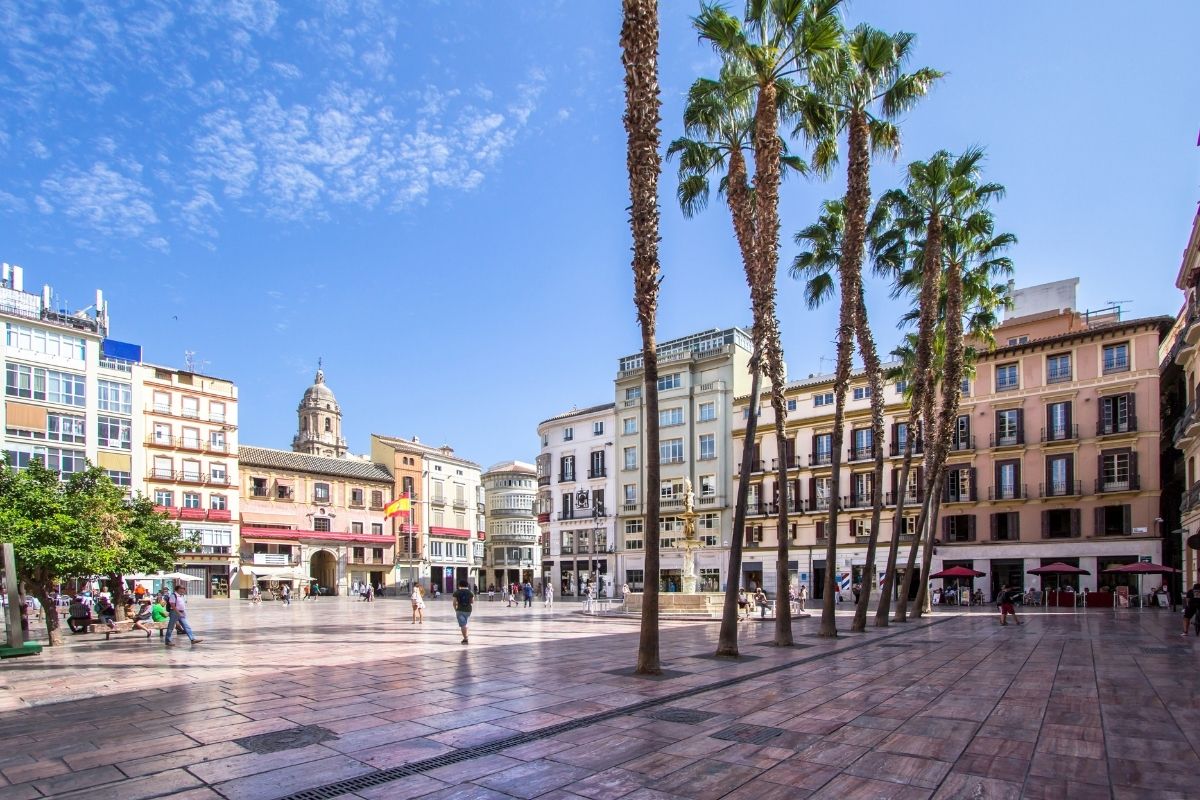 Plaza de la Constitución no Centro Histórico de Málaga, na Espanha
