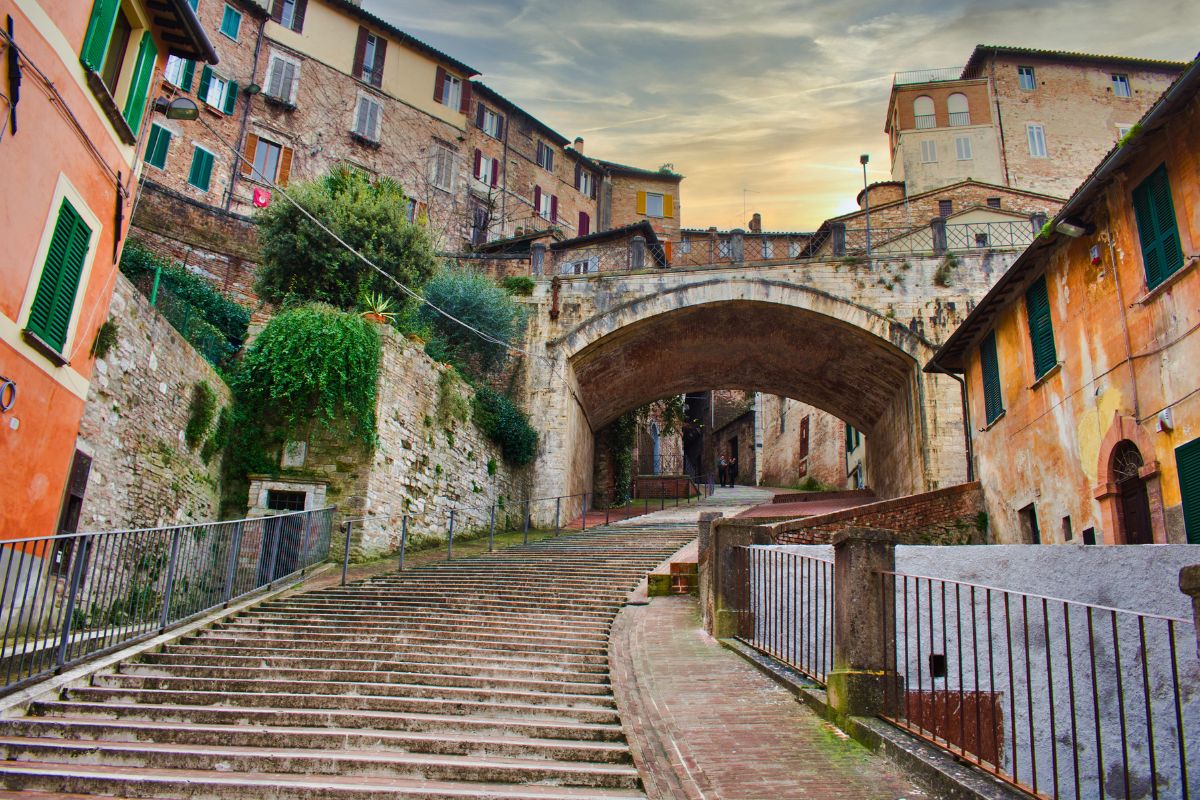 Ladeiras na cidade de Perúgia, na Itália