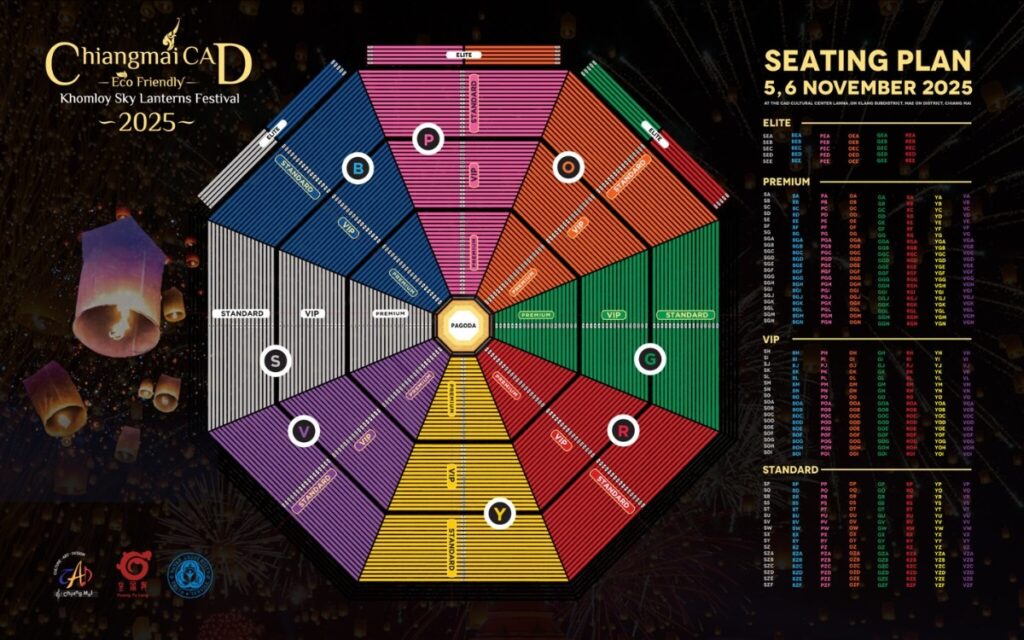 Mapa de assentos do Festival de Lanternas de Chiang Mai (CAD)