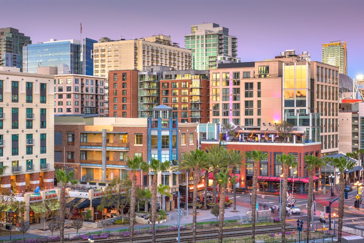 Panorama do bairro de Gaslamp Quarter, em San Diego