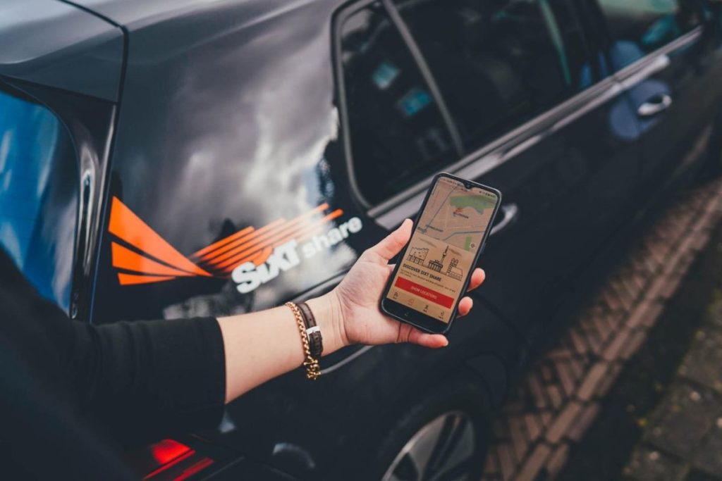 Aplicativo do sistema de car sharing da empresa Sixt