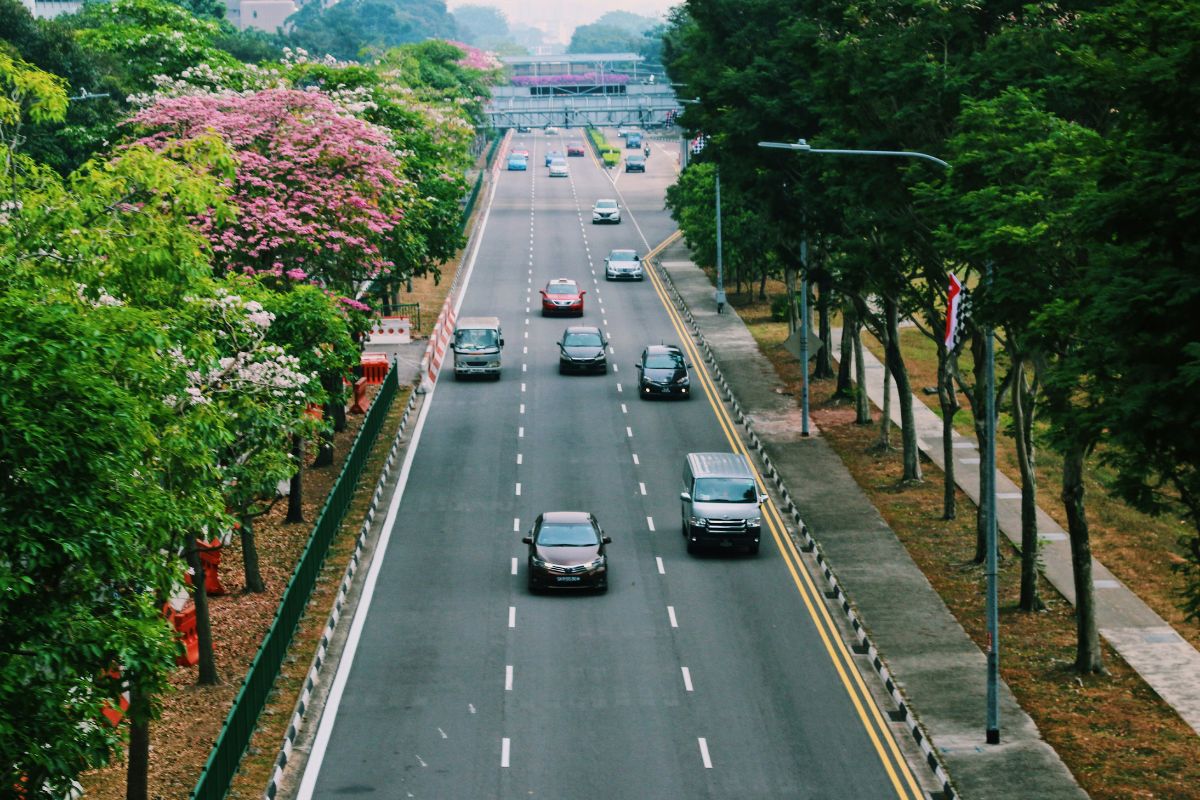 Carros em avenida de Singapura