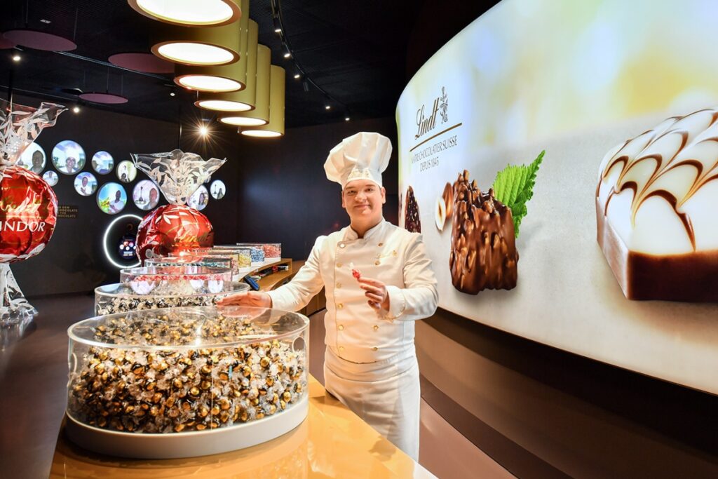 Sala de degustação das trufas Lindor no museu da Lindt