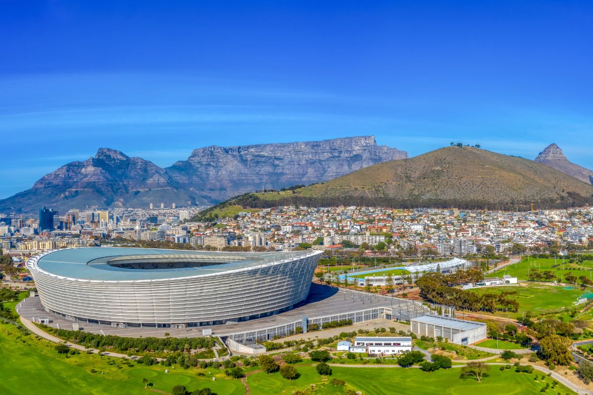 Área externa do estádio de Cape Town