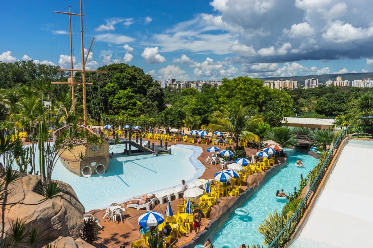 Piscinas do parque termal diRoma Acqua Park, em Caldas Novas