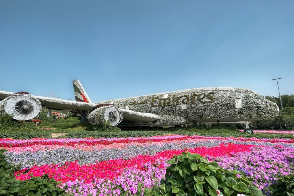Airbus A380 da Emirates no Dubai Miracle Garden