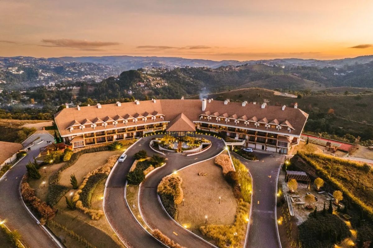 Panorama de hotel na Serra da Mantiqueira