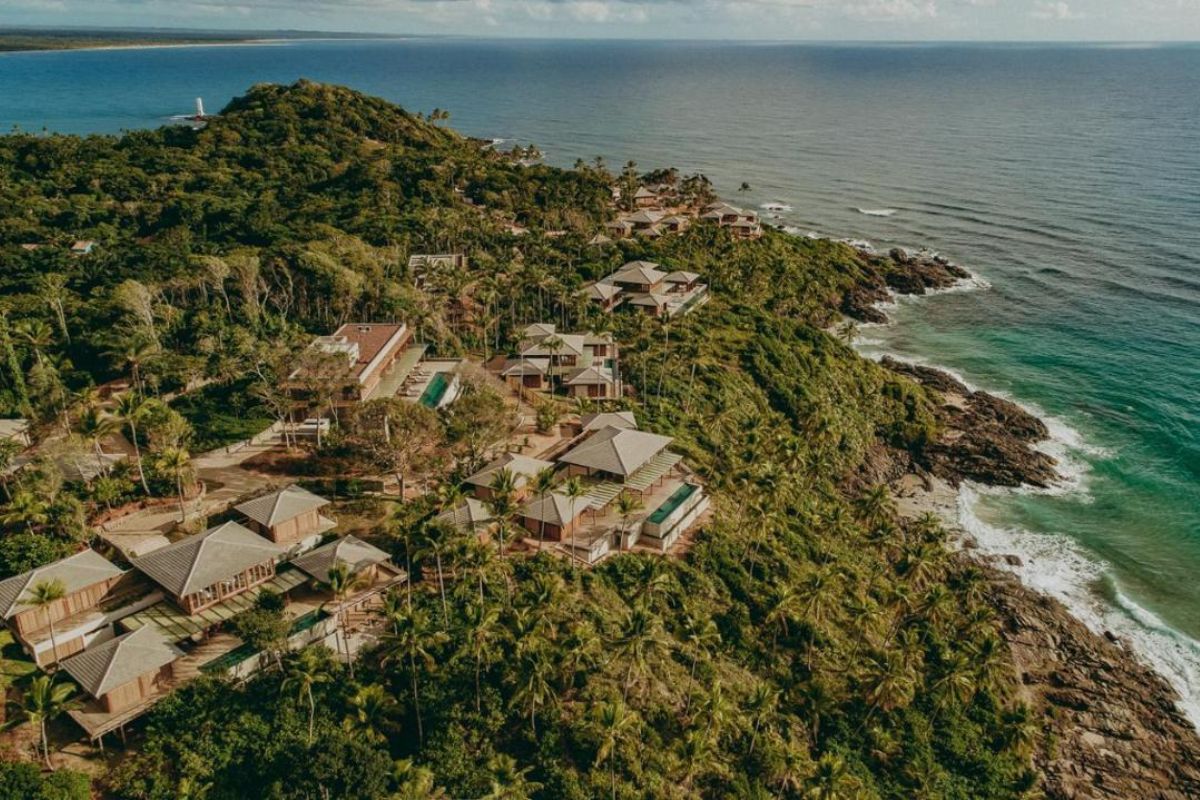 Panorama de hotel com vista para o mar no Sul da Bahia