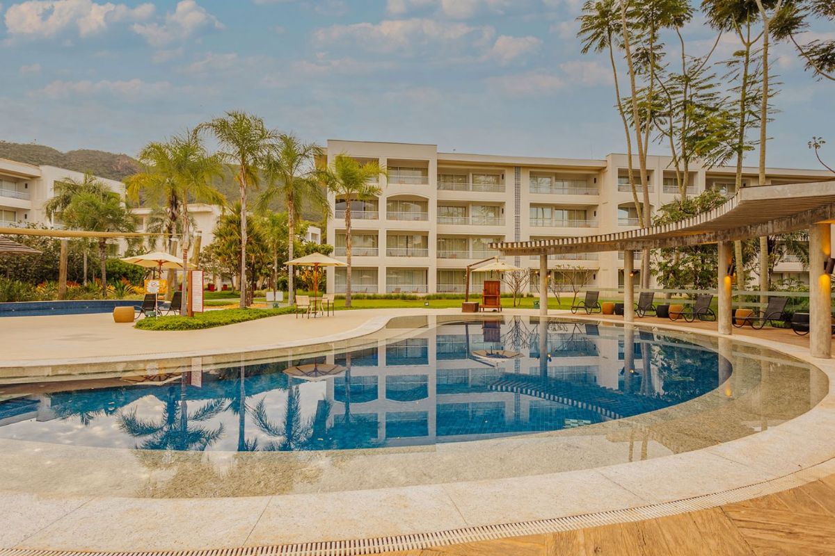 Área de lazer de hotel em Rio Quente