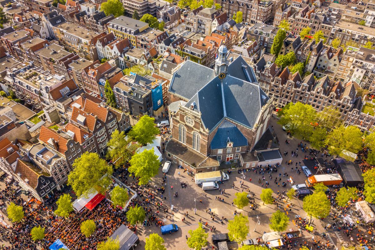 Vista aérea do bairro Jordaan em Amsterdam