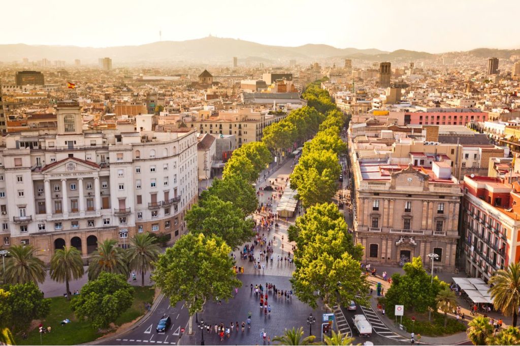 Las Ramblas no Bairro Gótico de Barcelona