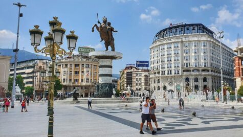 Macedonia Square, em Skopje, na Macedônia do Norte