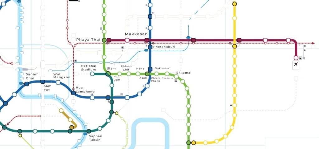 Mapa do Airport Rail Link de Bangkok