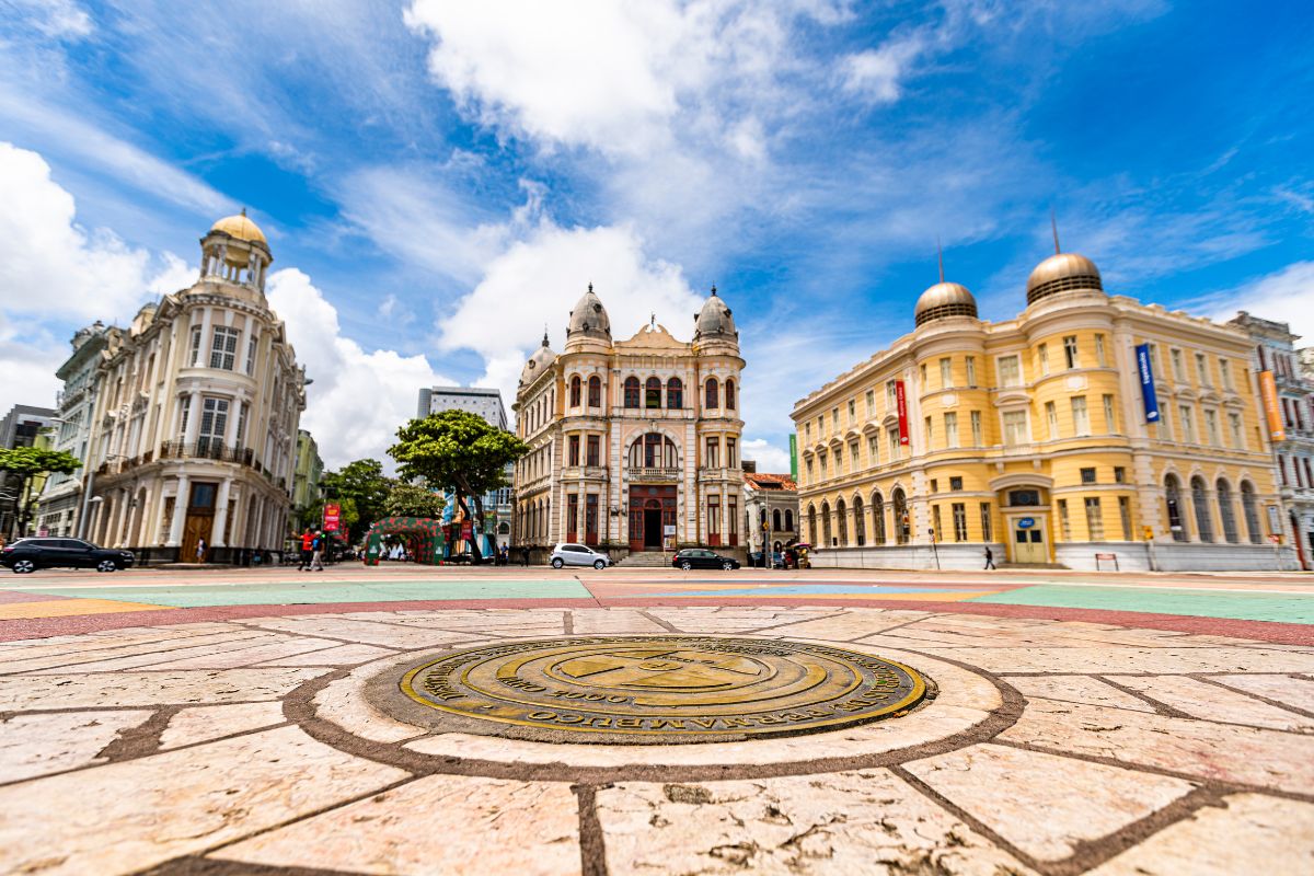Edifícios históricos no Marco Zero do Recife
