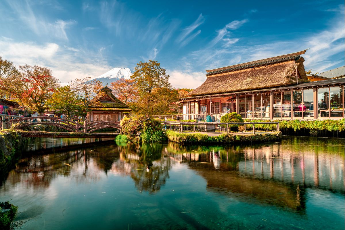 Casas históricas do vilarejo de Oshino Hakkai, Fujikawaguchiko