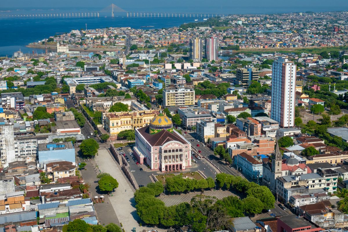 Imagem panorâmica do Centro Histórico de Manaus