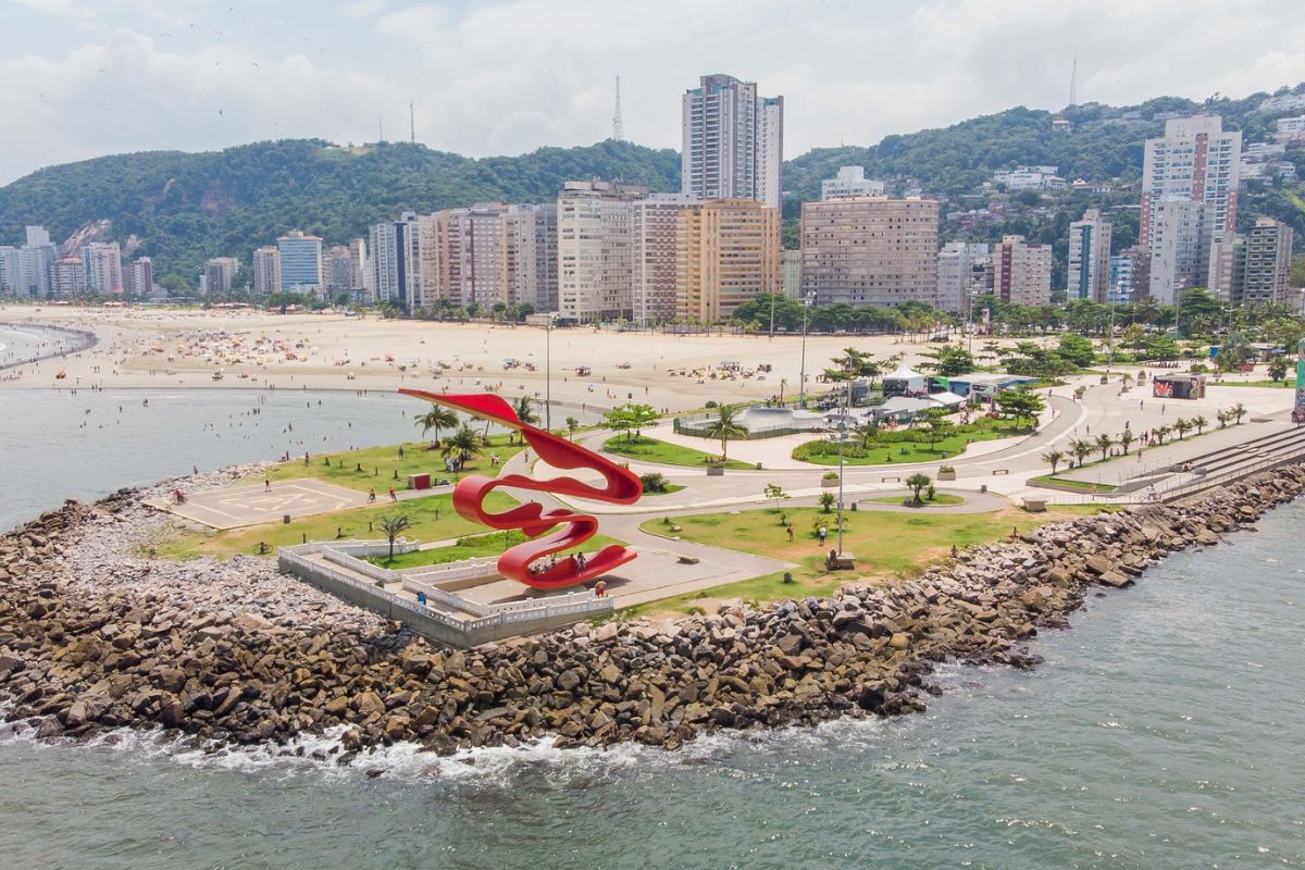 Panorama do Parque Emissário Submarino, em Santos