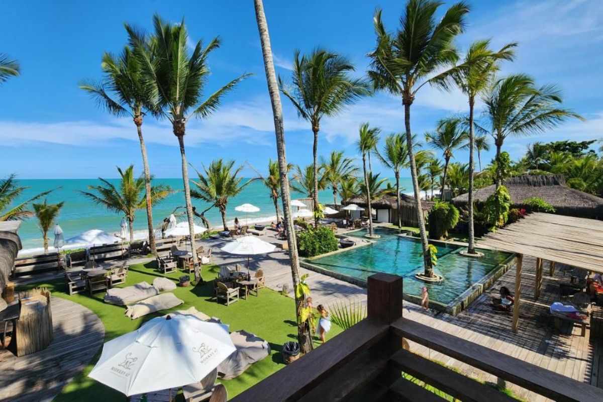 Hotel de frente para o mar de Caraíva, no sul da Bahia