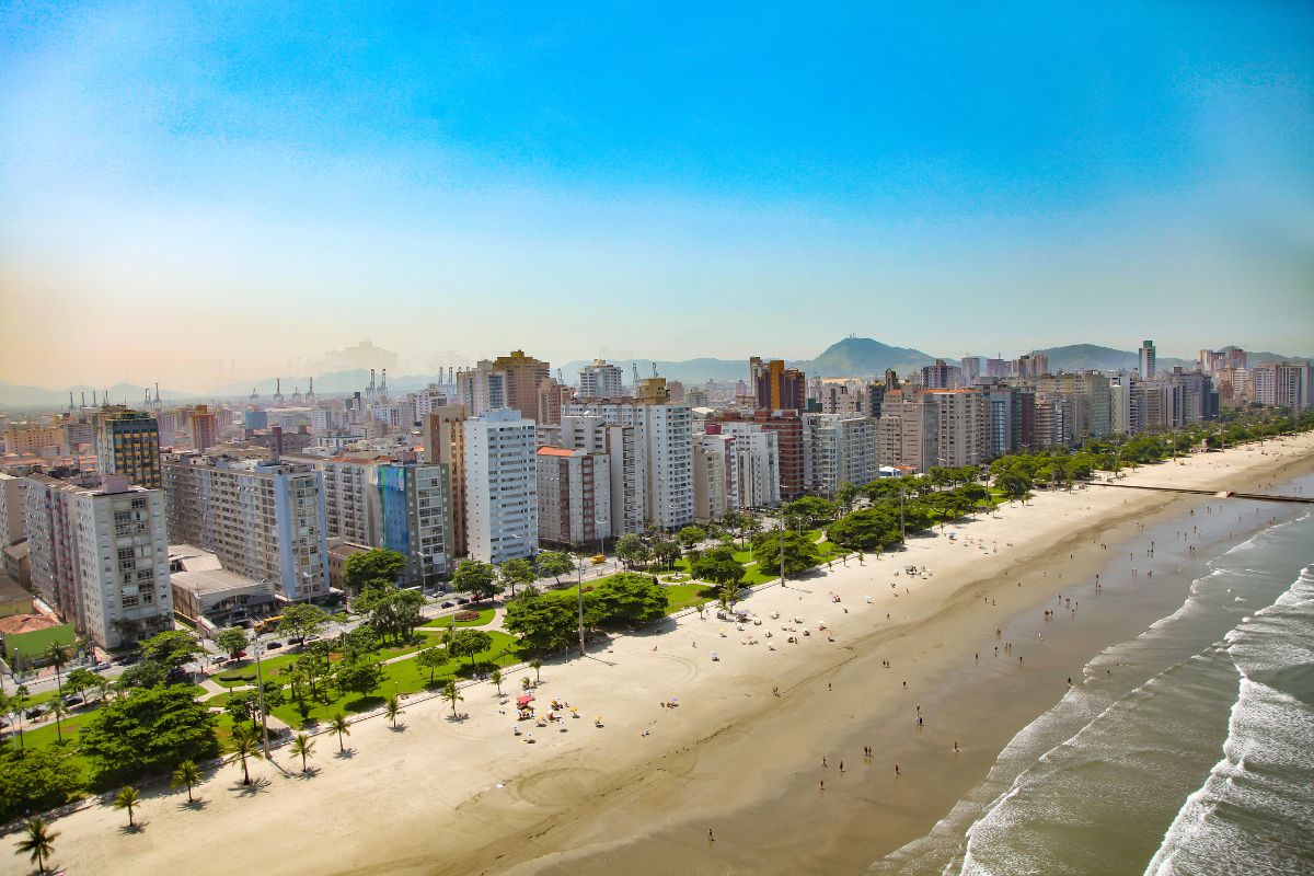 Panorama da praia de Santos