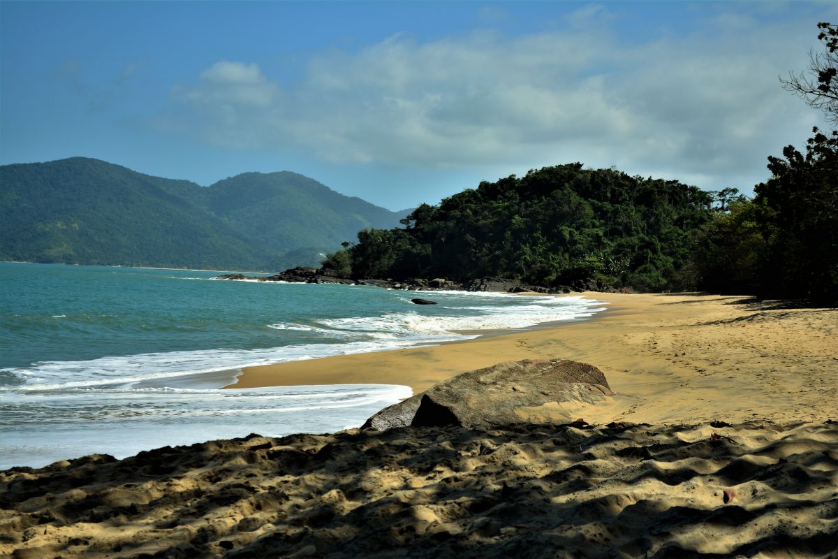 Parte da Praia Grande do Bonete, Ubatuba, totalmente preservada em meio à natureza