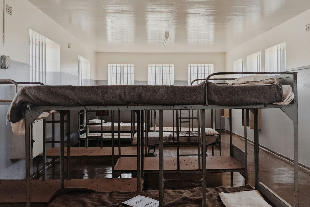 Interior da antiga prisão de Robben Island