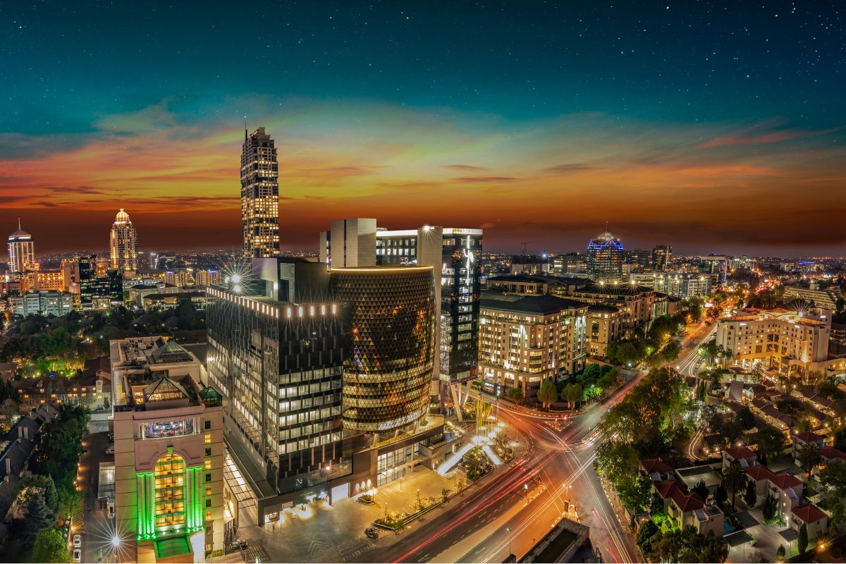 Panorama do bairro de Sandton, em Joanesburgo