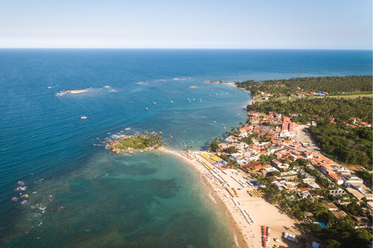 Imagem ponarâmica da Segunda Praia de Morro de São Paulo