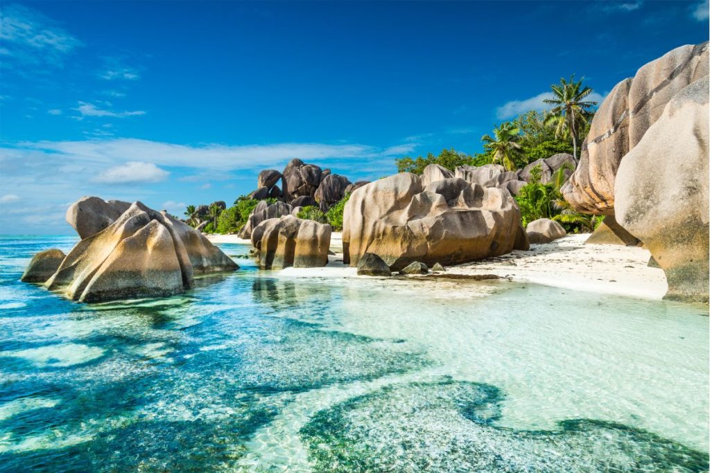 Praia nas Ilhas Seychelles
